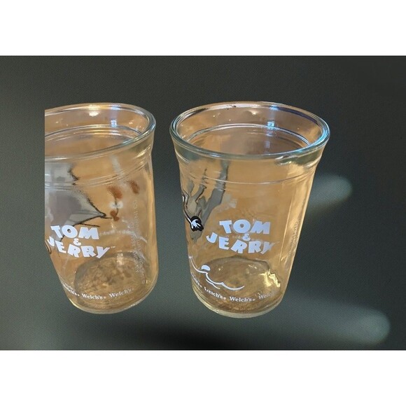 Set of 2 Tom 8 Jerry Welch’s Jelly Glasses 1990's Turner Entertainment Vintage - Picture 2 of 4